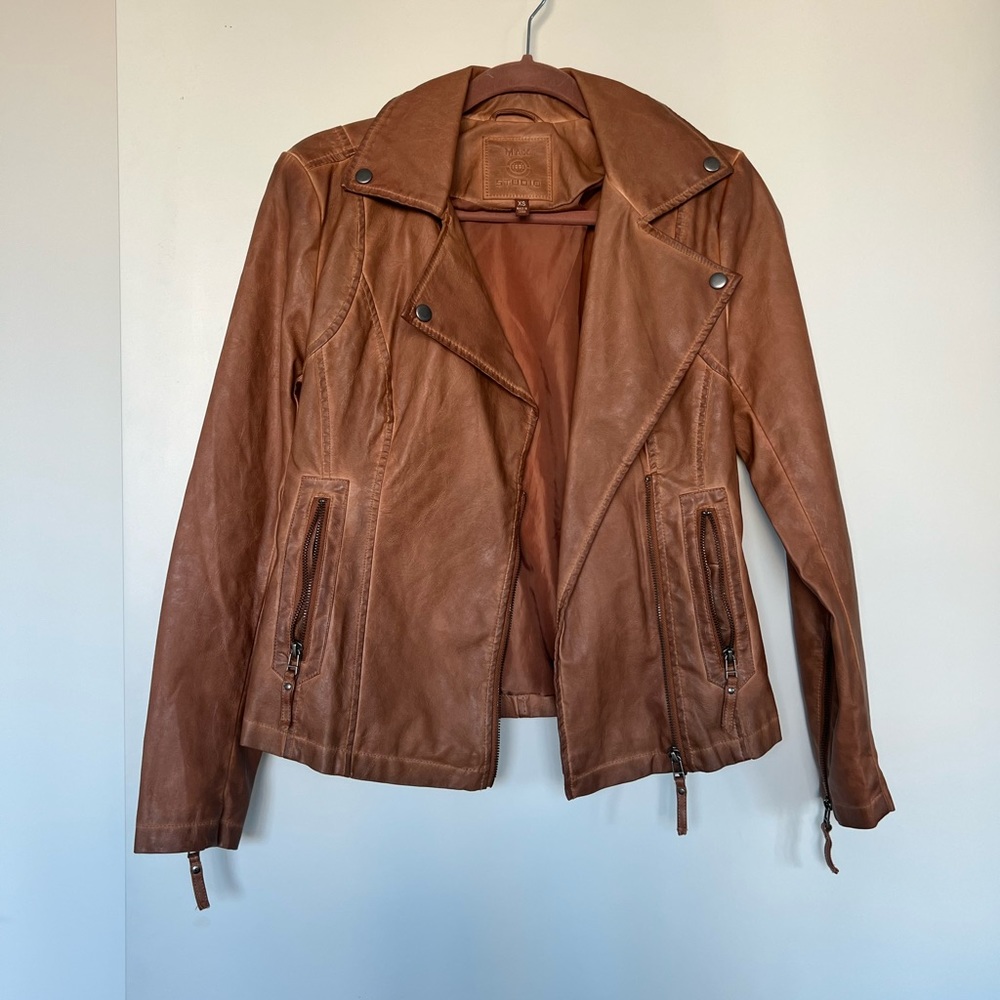Max Studio Classic Faux Leather Jacket